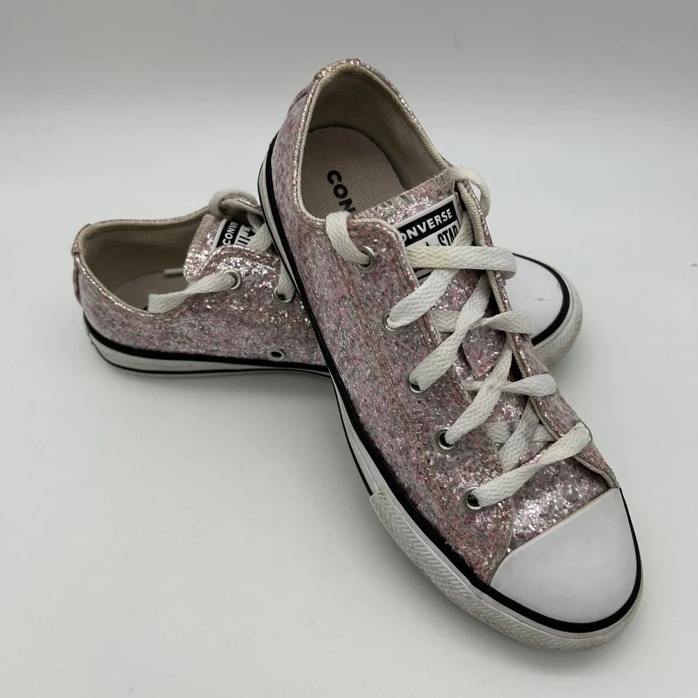 Converse Chuck Taylor All Star‎ Shoes Unisex Kids Sz 3 Pink Glitter Low Top